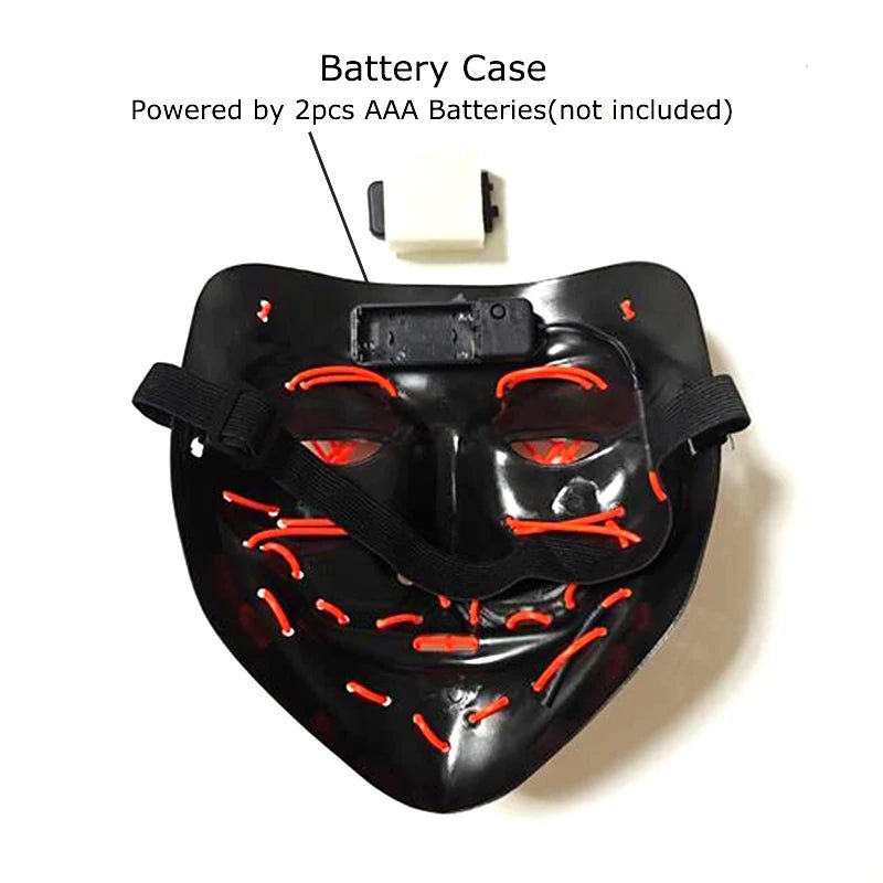 Wireless Neon LED Purge Mask Glow in The Dark Cosplay Horror Mask Halloween Masquerade Party Masks Glowing Funny Dress Up - Radiant Revive