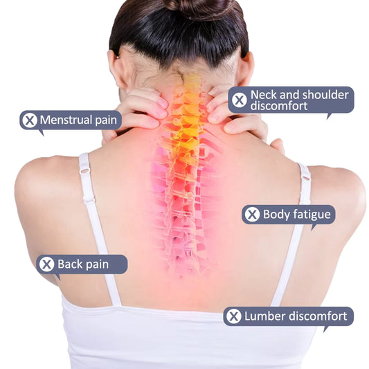 Woman with highlighted back pain areas