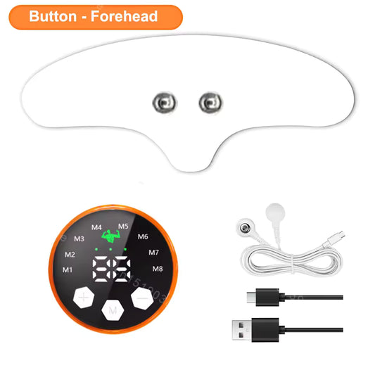 Electrostimulation device with control panel, cables, and charging cable