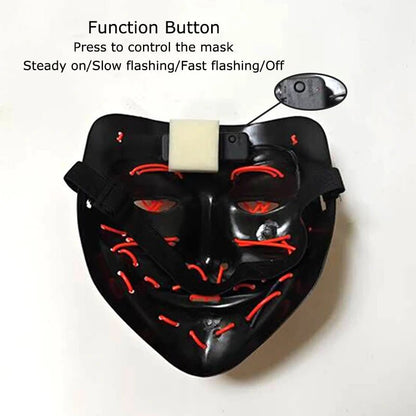 Wireless Neon LED Purge Mask Glow in The Dark Cosplay Horror Mask Halloween Masquerade Party Masks Glowing Funny Dress Up - Radiant Revive