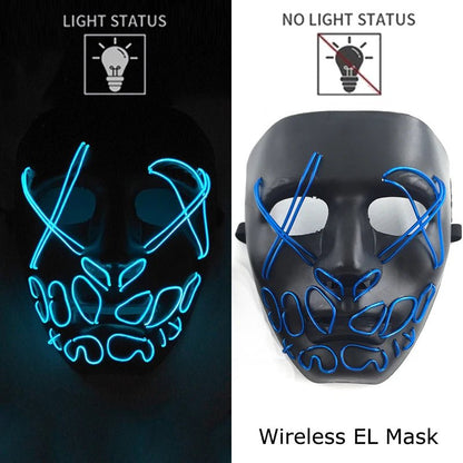 Wireless Neon LED Purge Mask Glow in The Dark Cosplay Horror Mask Halloween Masquerade Party Masks Glowing Funny Dress Up - Radiant Revive