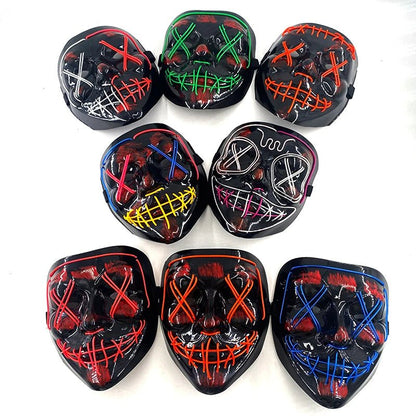 Wireless Neon LED Purge Mask Glow in The Dark Cosplay Horror Mask Halloween Masquerade Party Masks Glowing Funny Dress Up - Radiant Revive