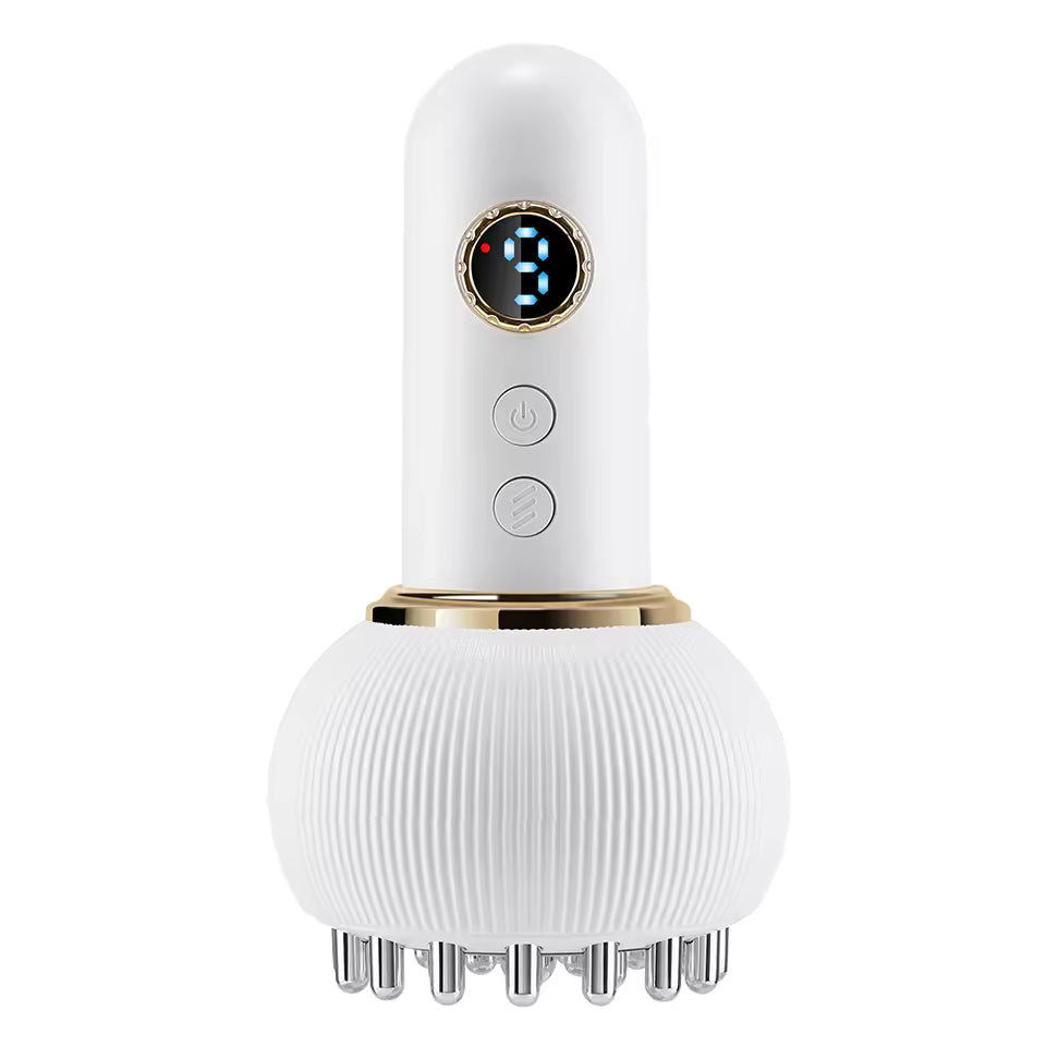 White and gold hair dryer with digital display