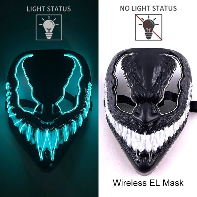 Wireless Neon LED Purge Mask Glow in The Dark Cosplay Horror Mask Halloween Masquerade Party Masks Glowing Funny Dress Up - Radiant Revive