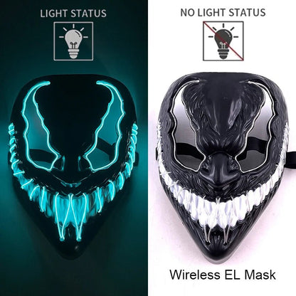 Wireless Neon LED Purge Mask Glow in The Dark Cosplay Horror Mask Halloween Masquerade Party Masks Glowing Funny Dress Up - Radiant Revive