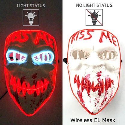 Wireless Neon LED Purge Mask Glow in The Dark Cosplay Horror Mask Halloween Masquerade Party Masks Glowing Funny Dress Up - Radiant Revive