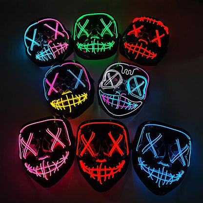 Wireless Neon LED Purge Mask Glow in The Dark Cosplay Horror Mask Halloween Masquerade Party Masks Glowing Funny Dress Up - Radiant Revive